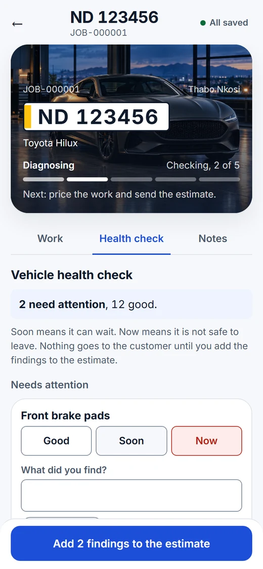 Health check: two need attention, twelve good, with Good, Soon and Now buttons